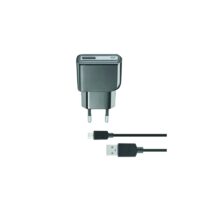 Set Incarcator Retea Cellularline 5W+Cablu Date Micro Usb 1m Negru