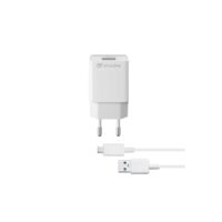 Set Incarcator Retea Cellularline 5W+Cablu Date Micro Usb 1m Alb