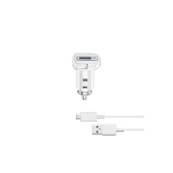 Set Incarcator Auto Cellularline 5W+Cablu Date Micro Usb 1m Alb