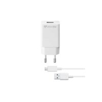 Set Incarcator Retea Cellularline QC 3.0 10W+Cablu Date Micro Usb 1m Alb