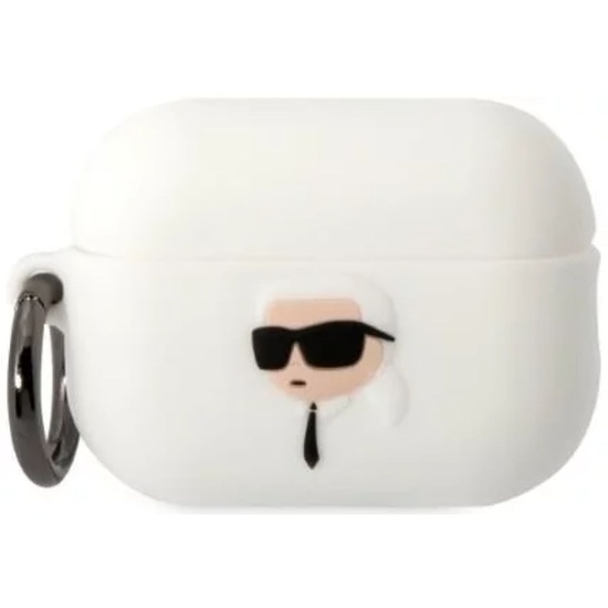 Karl Lagerfeld Husa Silicon 3D Logo Karl Head Airpods Pro 2 Alb