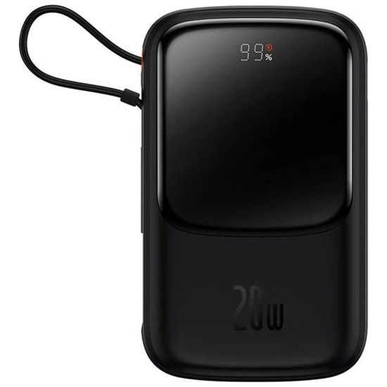 Baseus Acumulator extern Q Pow Digital Display Quick Charge 10000mAh, cablu Lightning 20W, Negru
