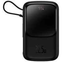 Baseus Acumulator extern Q Pow Digital Display Incarcare Rapida, QC/PD, 10000mAh, 22.5W, cablu integrat Type-C, Negru