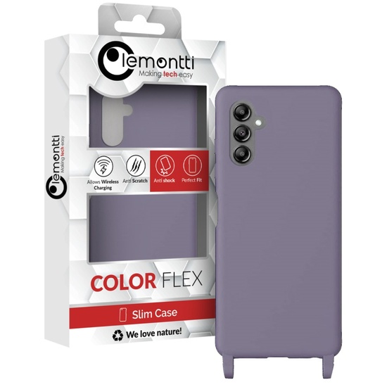 Lemontti Husa Silicon cu Snur Samsung Galaxy A24 5G Mov (protectie 360°, material fin, captusit cu microfibra)