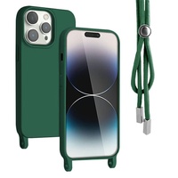 Lemontti Husa Silicon cu Snur iPhone 13 Pro Verde (protectie 360°, material fin, captusit cu microfibra)