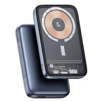 Usams Acumulator extern Magnetic Wireless, MagSafe, Fast Charger, 10000mAh, QC3.0 + PD, Transparent / Negru