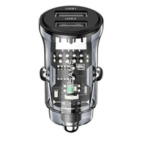 Usams Incarcator Auto C31 Mini Dual USB Fast Charging, 3A Transparent / Negru