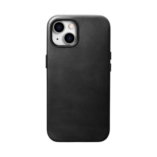 iCarer Husa Oil Wax Premium Leather iPhone 15 MagSafe Negru