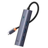 Baseus Multihub 4 porturi UltraJoy Type-C la 3 x USB 3.0 /1 x LAN+RJ45 Gri