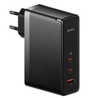 Baseus Set Incarcator Retea GaN5 Pro 2x USB-C si 1x USB-A, Fast Charger, 140W + Cablu Type-c la Type-c, 1m, Negru