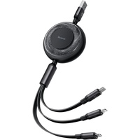 Mcdodo Cablu 3 in 1 USB la Lightning, MicroUSB si Type-C Super Fast Charging, 66W, 1.2m, Negru