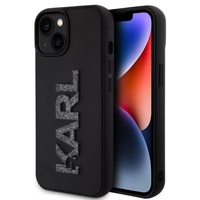 Karl Lagerfeld Husa 3D Rubber Glitter Logo Karl iPhone 15 Negru