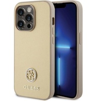 Guess Husa 4G Strass Metal Logo iPhone 15 Pro Auriu