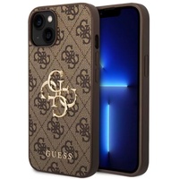 Guess Husa PU 4G Metal Logo iPhone 15 Plus Maro