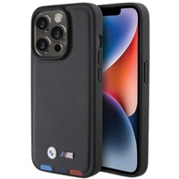 BMW Husa Leather Stamp Tricolor iPhone 15 Pro Negru