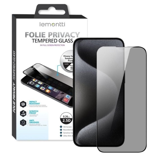Lemontti Folie Sticla Privacy Full Fit iPhone 16 Negru
