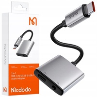 Mcdodo Adaptor Audio 2 in 1 USB-C la USB-C +DC3.5mm, Fast Charge, 60W PD, Negru
