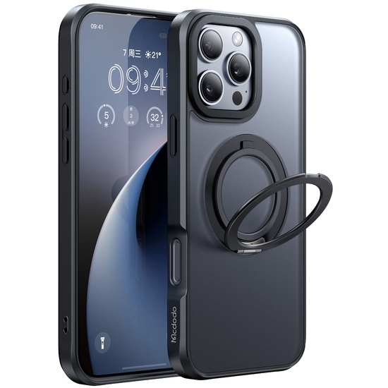 Mcdodo Husa Mata MagSafe iPhone 16 Pro cu suport Negru