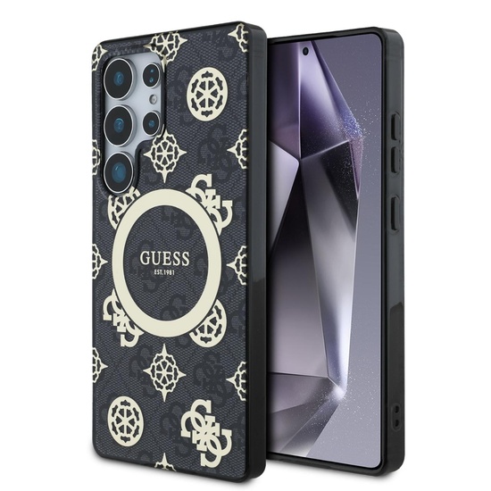 Guess Husa 4G Gold Electroplated Peony Pattern Samsung Galaxy S25 Ultra Negru