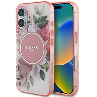 Guess Husa Flower & Tonal Circle MagSafe iPhone 16 Roz