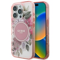 Guess Husa Flower & Tonal Circle MagSafe iPhone 16 Pro Max Roz