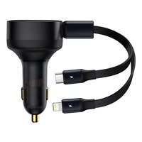 Baseus Set Incarcator Auto 30W, Enjoyment Series USB, cablu inclus max 75cm, 1 x Type-C max 5V/3A , 1x Lightning 5V/3A, Negru