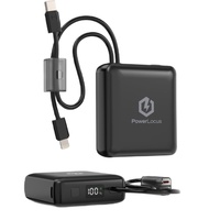 PowerLocus Acumulator extern 10000mAh, 20W PD Fast Charging, cabluri incorporate Type-C si Lightning, Black