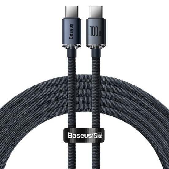 Baseus Cablu Type-C la Type-C 100W Crystal Shine, 1.2m, Super Fast Charge, Black
