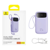 Baseus Acumulator extern QPow Pro+ 10000mAh, 22.5W, Lightning, 2xType-C, USB, cablu USB-C 30 cm, Mov