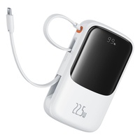 Baseus Acumulator extern QPow Pro+ 10000mAh, 22.5W, Lightning, 2xType-C, USB, cablu USB-C, Alb