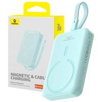 Baseus Acumulator extern Magnetic Mini 10000mAh 30W, Fast Charge, MagSafe, 2x USB-C, Lightning, Albastru