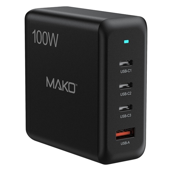 Mako Incarcator Retea Quick Charge 100W GaN2, 3x Type-C, 1x USB-A EU, Black
