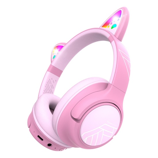 PowerLocus Casti pentru copii, Wireless, Bobo Cat Ears, Pink
