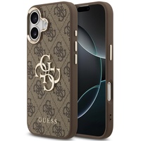 Guess Husa PU Leather 4G Metal Logo Gold Frame iPhone 17 Maro