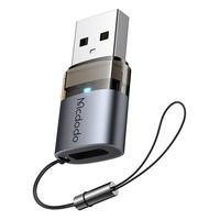 Mcdodo Adaptor OTG Type-C la USB 3.0, Aliaj de aluminiu, Incarcare si sincronizare date, cu indicator luminos, snur de prindere, Negru
