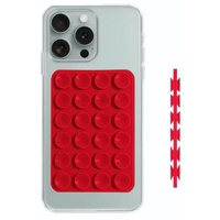 Lemontti Suport Silicon Duo cu ventuze pentru telefon Rosu