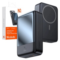 Mcdodo Acumulator Extern Magnetic 20000mAh Ambilight Series, NTC Temperature Control, 20W, LED Indicator, cablu Type-C la Type-C, 0.2m, Negru