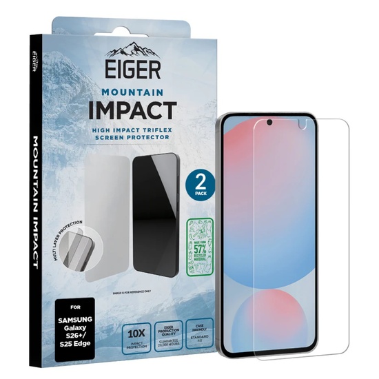 Eiger Pachet 2 buc Folie Mountain Impact GRS Samsung Galaxy S26 Plus/ S25 Edge Clear