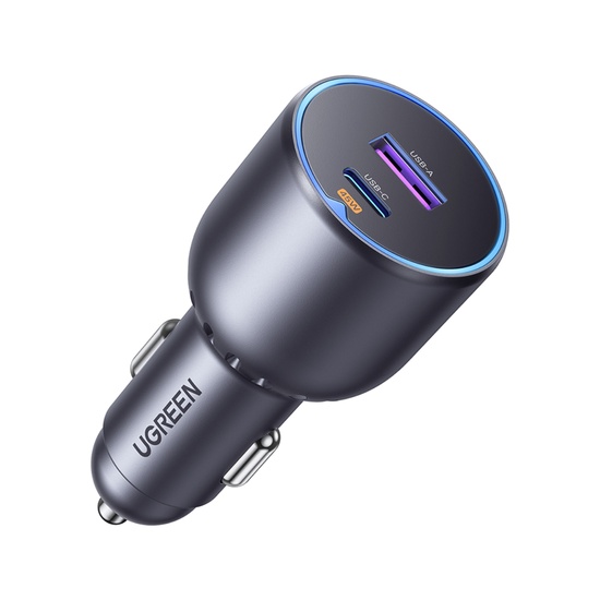 Ugreen Incarcator Auto Fast Charge PD3.0, 63W, 2 porturi Type-C+ USB, 3A, QC 3.0, Negru