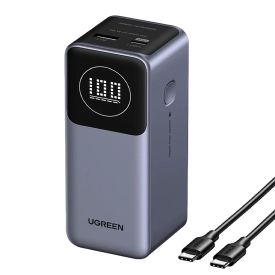 Ugreen Acumulator extern 12000mAh, 100W, Fast Charging,Type-C, USB, Digital Display Gri