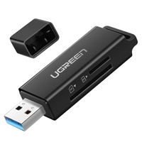 Ugreen Cititor de carduri USB catre card SD/TF, 5Gbps Negru