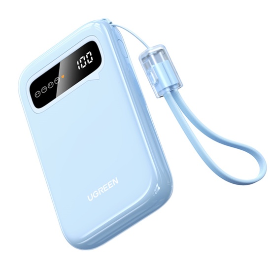 Ugreen Acumulator extern 10000mAh, 20W, USB, Type-C, Digital Display, Albastru