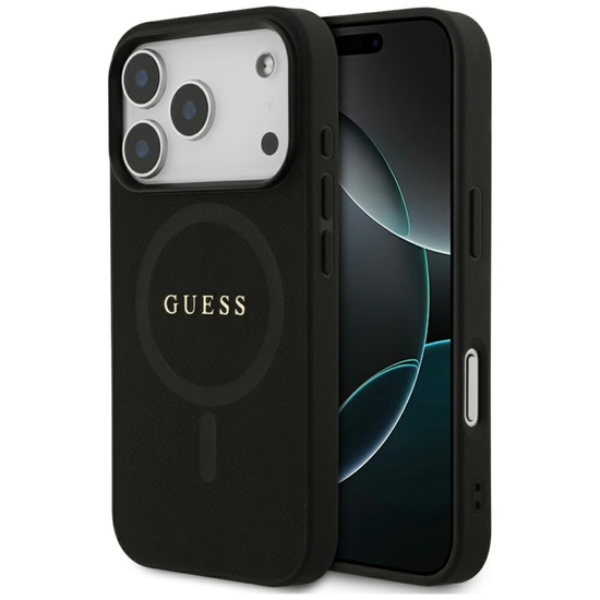 Guess Husa Saffiano Classic Logo MagSafe iPhone 17 Pro Max Negru
