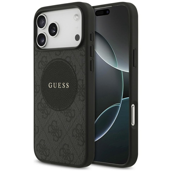 Guess Husa 4G Circle Classic Logo MagSafe iPhone 17 Pro Negru