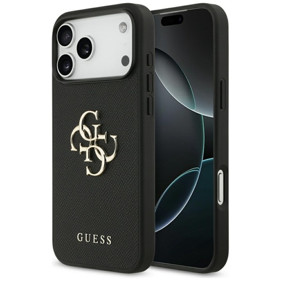 Guess Husa 4G Grained Big and Classic Logo iPhone 17 Pro Max Negru