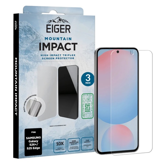 Eiger Pachet 3 buc Folie Mountain Impact GRS Samsung Galaxy S26 Plus/ S25 Edge Clear