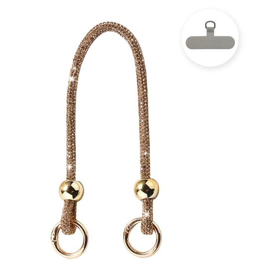 Lemontti Snur de mana pentru telefon Crystal Glow, 30cm, Auriu