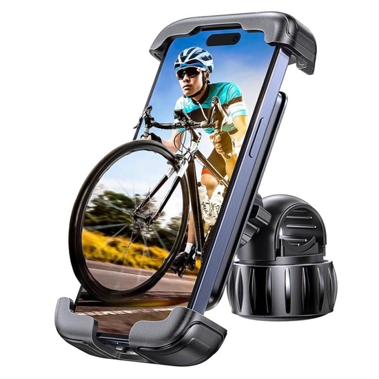 Lisen Suport Telefon pentru Bicicleta prindere magnetica, rezistent la socuri, rotatie 360, pentru telefoane cu diagonala 4-7 inch, Negru