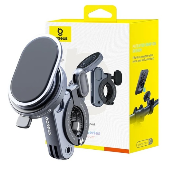 Baseus Suport Telefon 2 în 1 Magnetic pentru Bicicleta PrimeTrip Series, sistem de fixare cu clipsare patentat, Negru