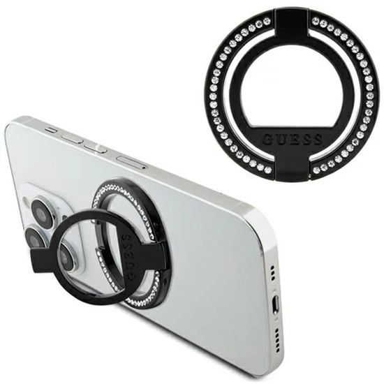 Guess Inel pentru telefon Rhinestones MagSafe Negru
